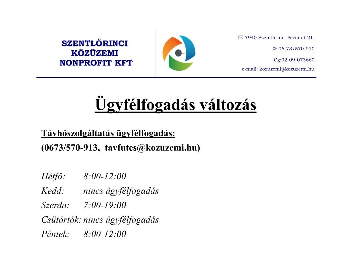 Ügyfélfogadási rend